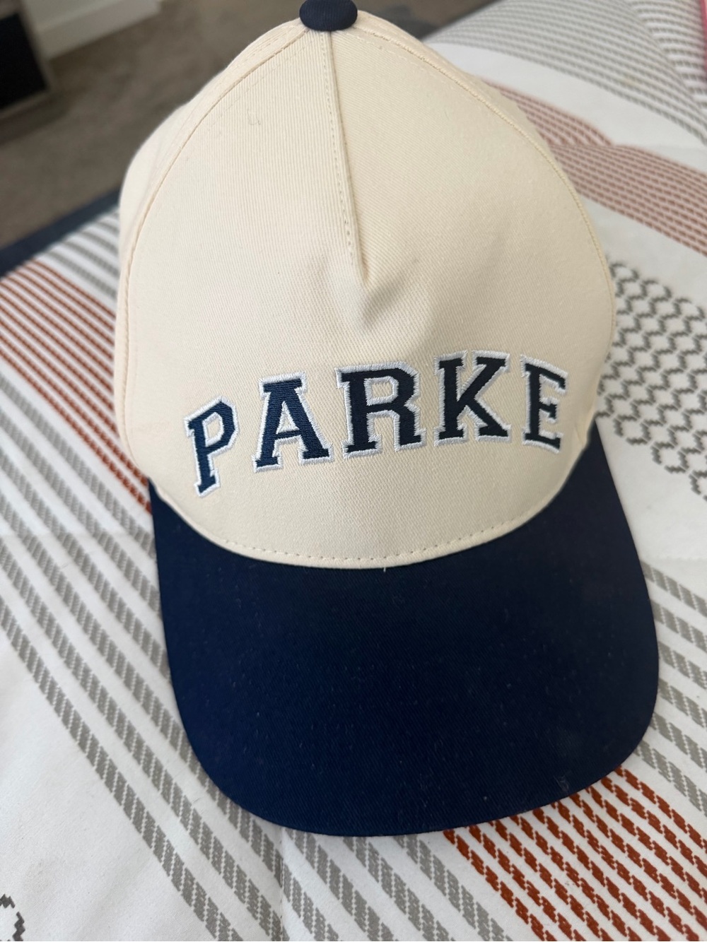 PARKE varsity hat
- Cream & Navy